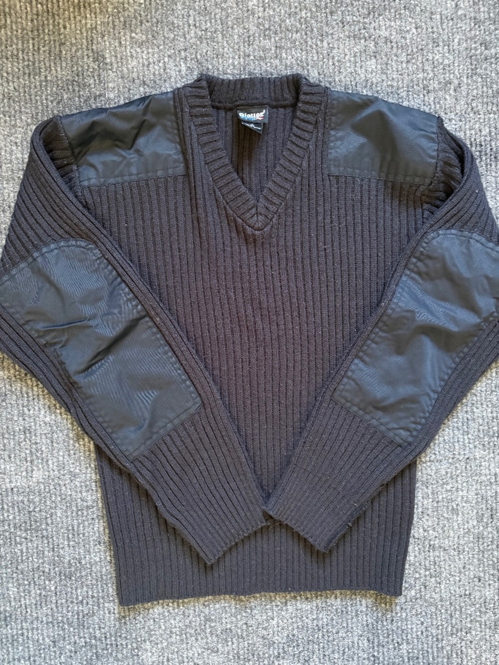 Blauer Commando Sweater Mens L Black V-Neck Police Military Uniform Duty Knit
